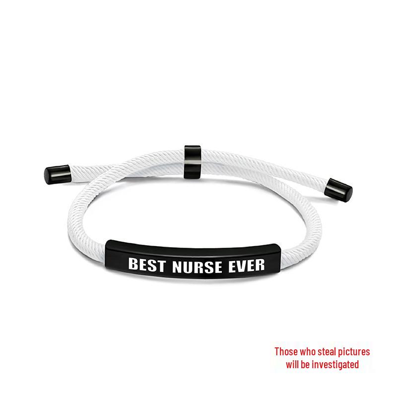 Multi-Color Engraved Stainless Steel Rope Bracelet: Nurse's Day Commemorative Christmas Gift