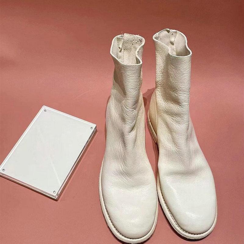 Fashion Soft Leather Designer Boots For Women 2026 New Style Rear Zipper Washable Ankle Boots Slim Boots