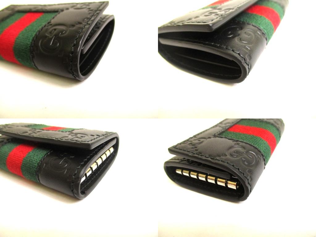 Authentic GUCCI Guccissima Black Leather 6 Pics Key Cases #a781  Refurbished
