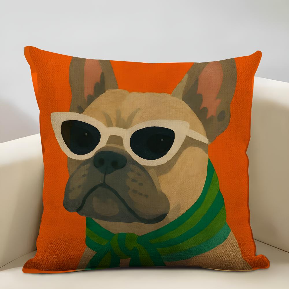 Animals Wearing Bandanas Cushion Cover Household Decoration Linen Sofa Cushion Cover: Skin-Friendly & Breathable With Invisible