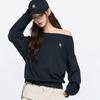 MLB Women's Basic Off-Shoulder Sweatshirt New York Yankees -Black