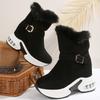 Fashion Women's belt-buckle warm large-sized snow boots for women 2025 winter new style side zipper wool cotton shoes