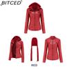 BITCED Hooded Leather Jacket Two-Piece Set with Detachable Lining Plus Size Leather Jacket for Women Spring/Autumn Outerwear