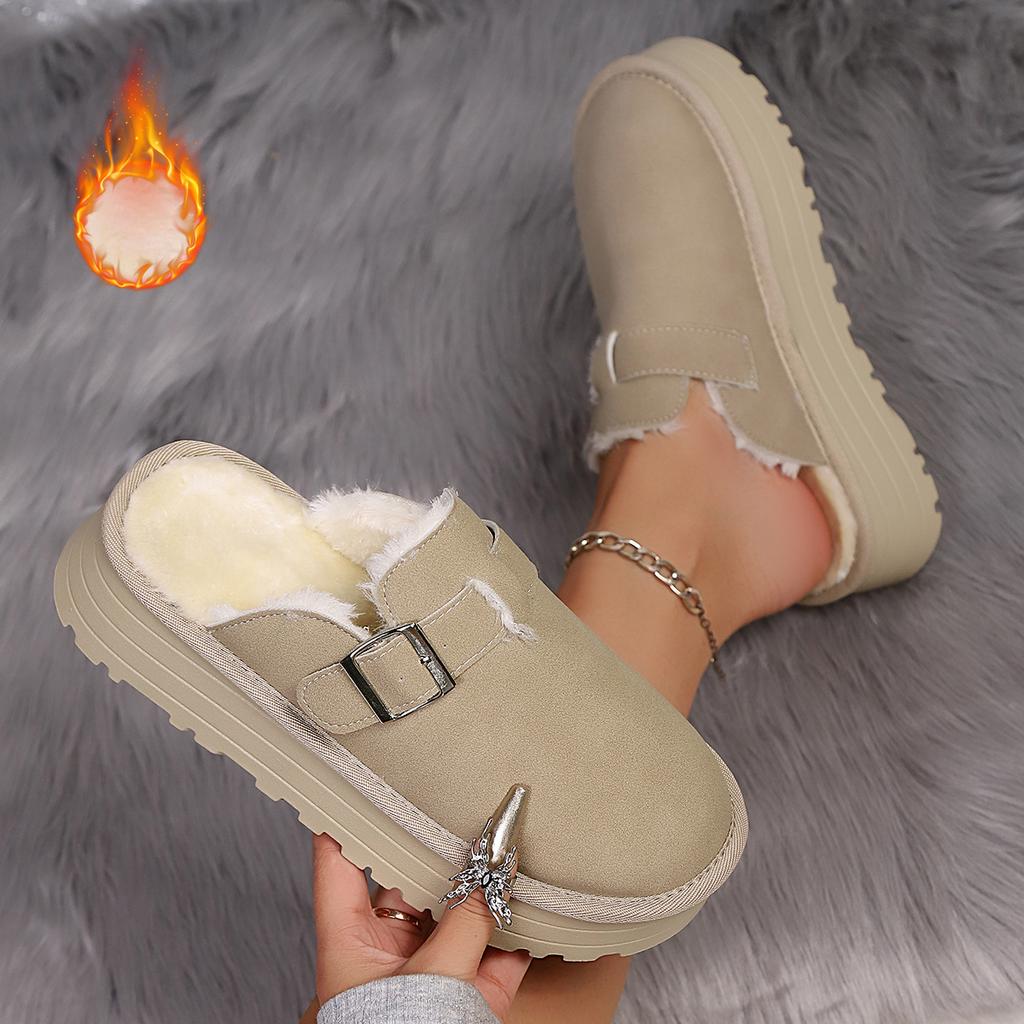 Ciabatte da Neve Invernali da Donna Tendenza Retro Calde in Camoscio Scarpe Pigre da Donna Slip-on Calde Ciabatte in Cotone da Donna Zapatos De Mujer