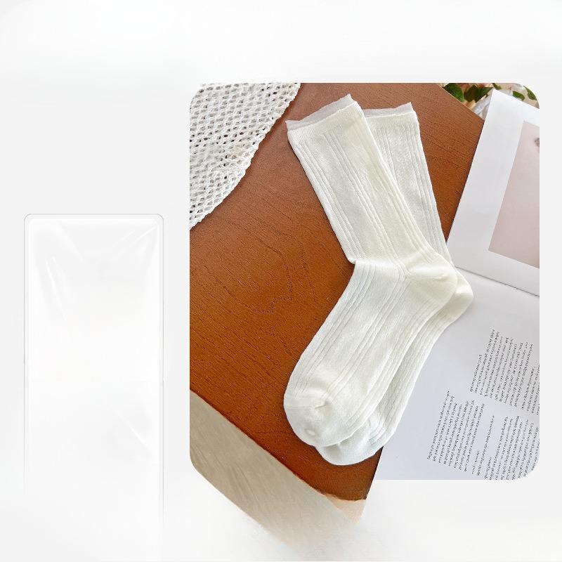 

Женские летние тонкие однотонные сетчатые дышащие хлопковые носки средней длины в стиле балетной академии 1 pair