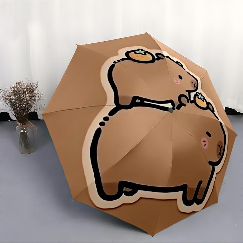 1pc Capybara Friends Automatic Folding Umbrella   Compact 8 Rib Design, Durable Iron Frame for Travel, Outdoor,  a0920100