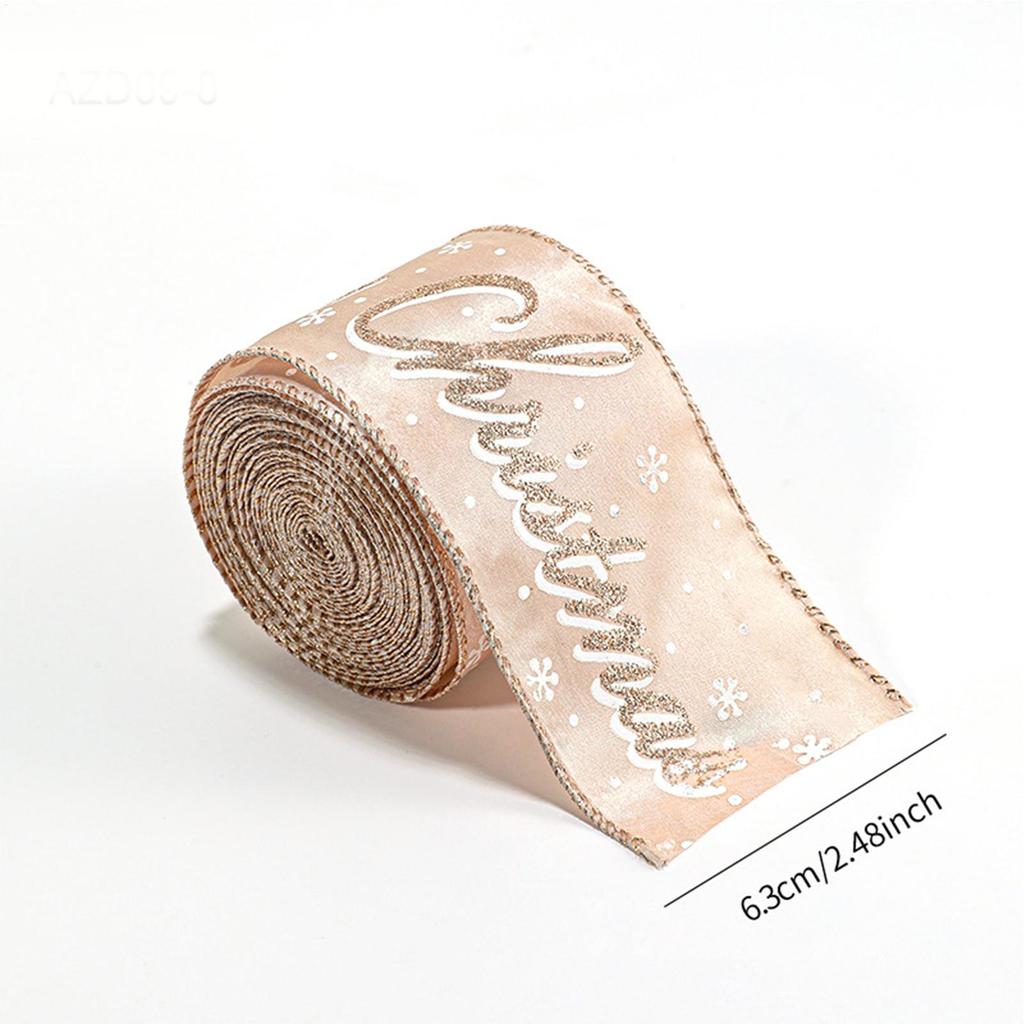 Christmas Ribbon For Crafts 6.5 Ft Webbing Strap Champagne Color Wreath Ribbon For Holiday Wrap Present Tree Decor Bow Wreath