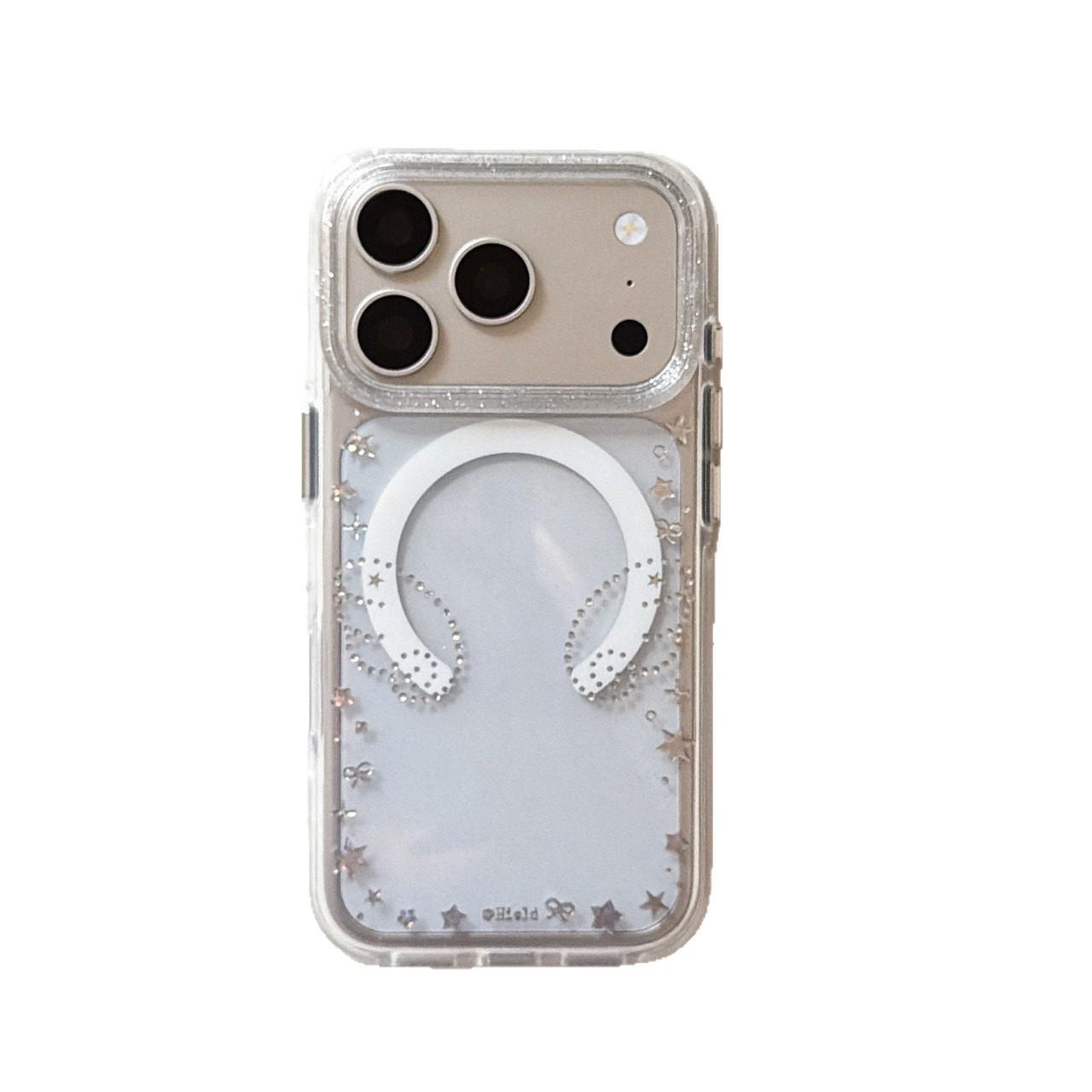 

Korean Style Gilded Edge Angel Wings Case for iPhone 14/15/16/17 Pro Max, Magnetic Compatible iPhone 16