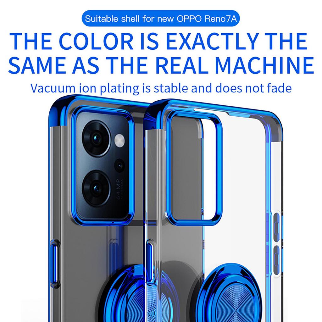 OPPO Reno11A/Reno97/5A Compatible Japanese Version Transparent TPU Electroplated Phone Case with Protective Cover and Ring
