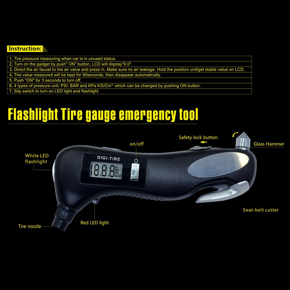 Vislone Manometro Digitale per Pneumatici Gonfiatore Digitale per Pneumatici Tester Misuratore