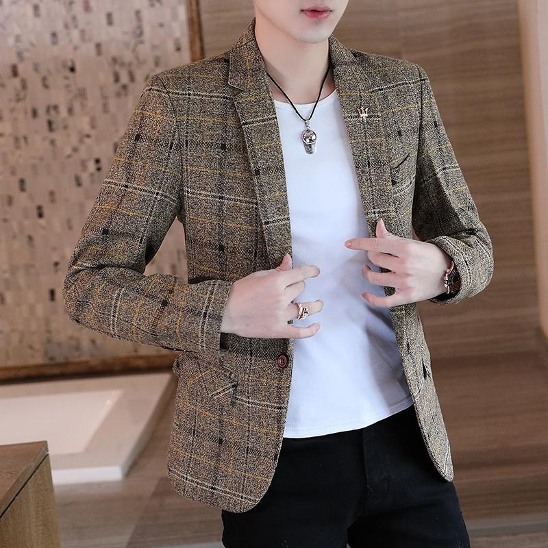 Men's Slim Fit Business Casual Blazer Korean Fashion All Seasons Polyester Boutique Style