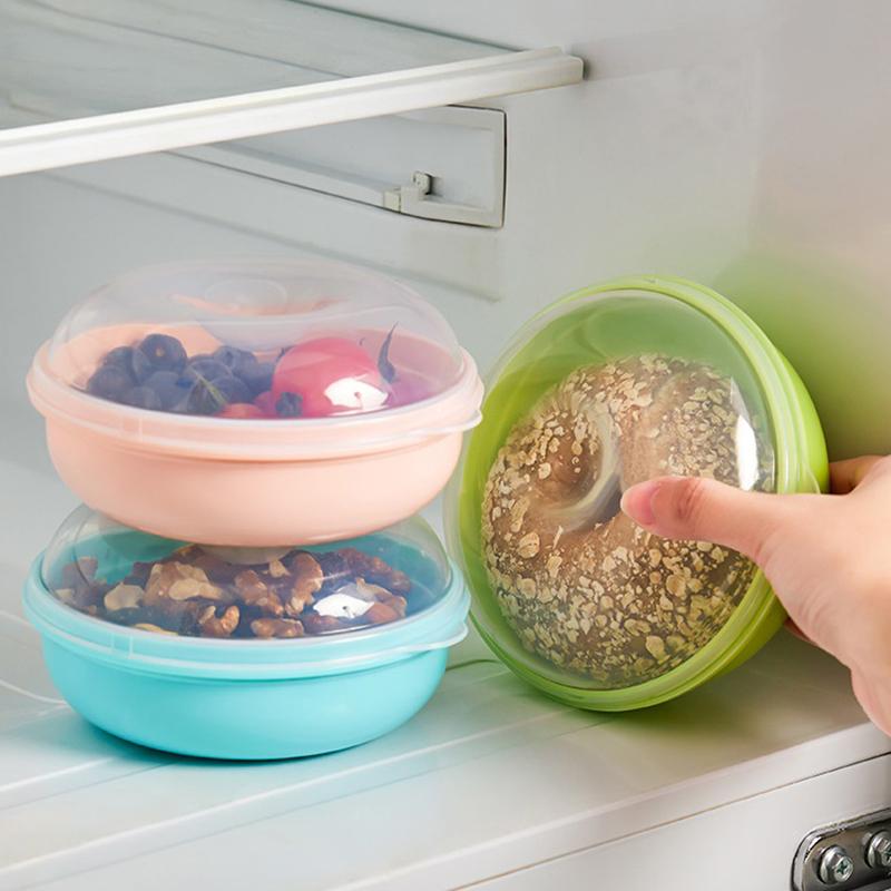 Bread Box Microwavable Transparent Round Shape Food Container Sandwich Toast Box Kids Worker School Breakfast Lunch Bento Box