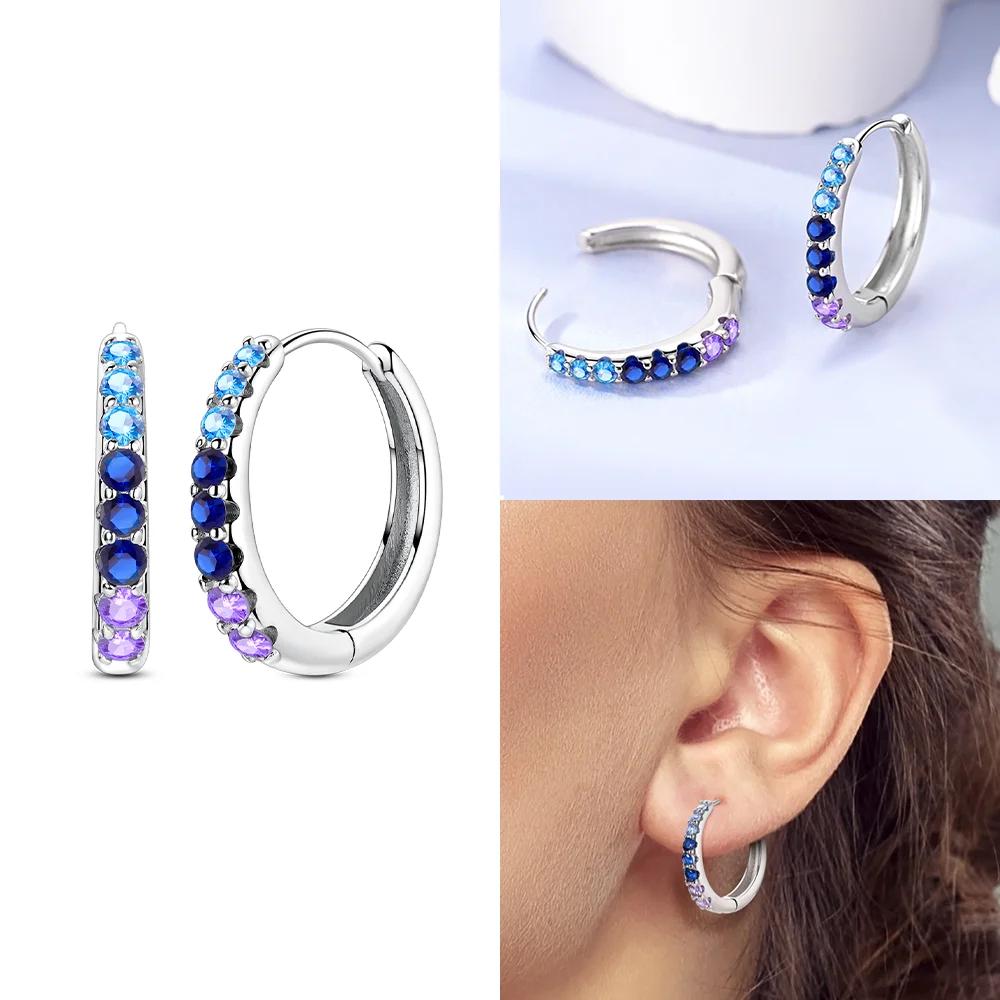 Charms 925 Silver Earrings Color Zircon Pink Bow Star Moon Shell Earrings Four-leaf Clover Woman's Accessory Jewelry