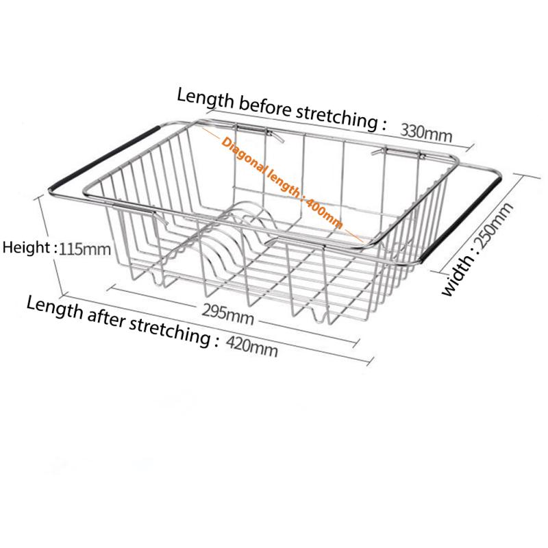 

Регулируемая корзина для посуды из нержавеющей стали, стойка для сушки посуды, нержавеющая стойка для хранения кухонных инструментов Arch net