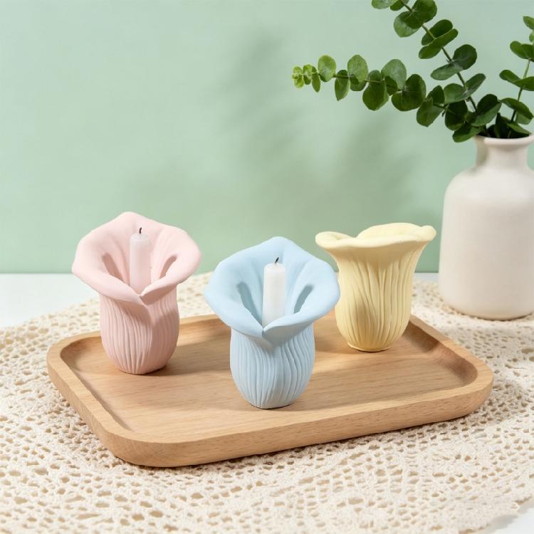 Silicone Candle Mould Tulips Designs Easy Demolding for Handmade Gift and Decorative Candle Creation