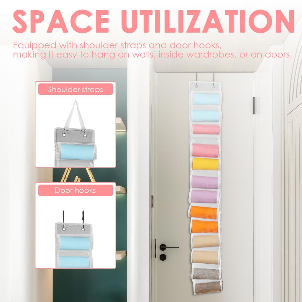 Hanging Yoga Legging Storage Organizer Oxford Cloth Legging Storage Hanger with 26 Pockets Closets Roll Holder for Yoga T Shirts