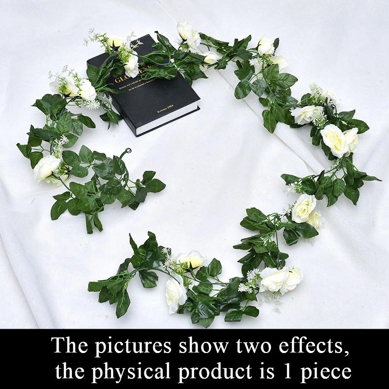 

Artificial Rose Vine Hanging Flowers for Wall Christmas Rattan Fake Plants Leaves Garland Romantic Wedding Home Decoration