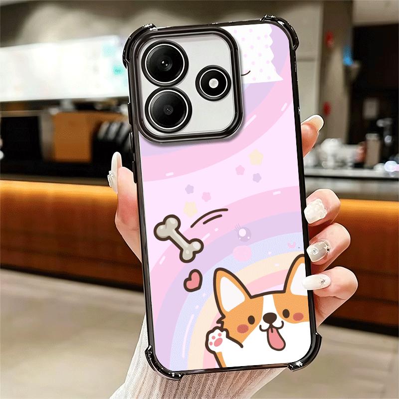 Corgi Hund Süß Vergoldet Handyhülle Für Xiaomi Redmi Note 14 15 Pro Plus 13 12 11 11S 11T 10 9S 9 5G Sturzfest Airbag Abdeckung