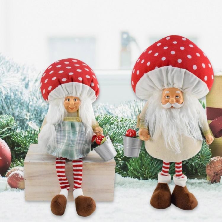 Mushroom Hat Gnomes Doll Christmas Figurine Plush Table Decoration for Holiday Gifting Polyester Ornament for Tabletop