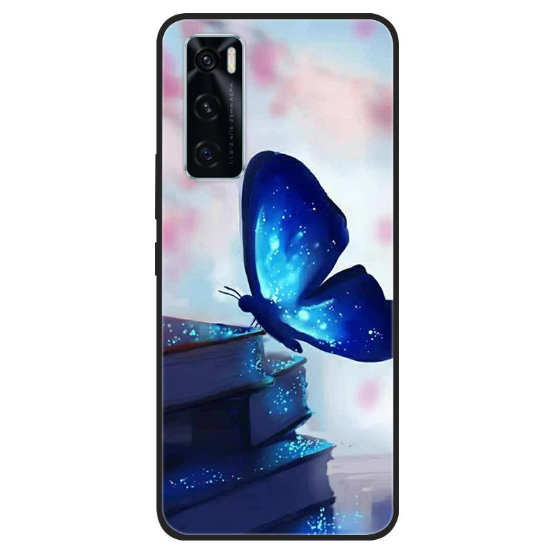 For Vivo V20 SE Case V20SE Silicone Cat Painted Soft Black Cover for VivoV20 V20SE V2022 V2023 Cover TPU Coque Protective Capa