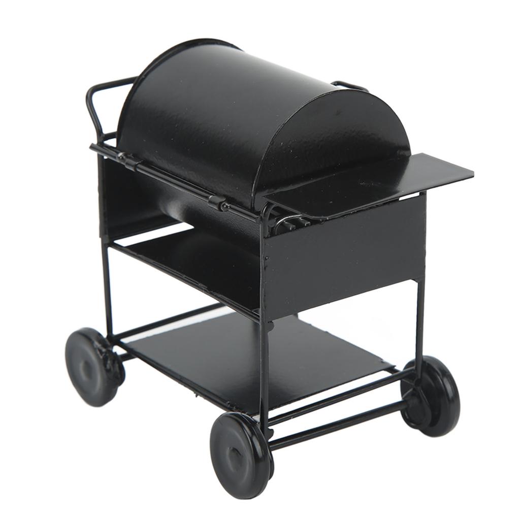 1/12 Dollhouse Miniature BBQ Grill Mini BBQ Grill Oven Model RC Car Decoration BBQ Cart Model