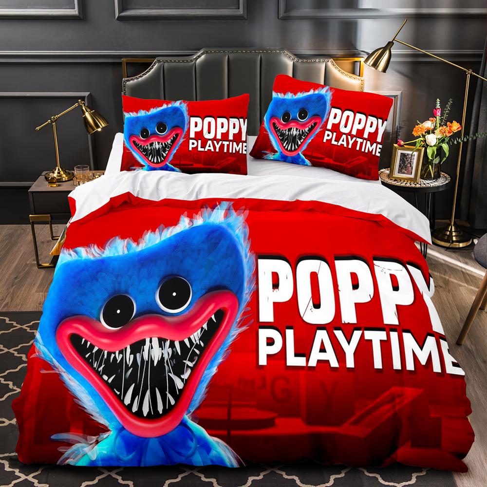 Poppy Playtime Digitálna potlač 3D Trojrozmerná Trojdielna súprava obliečka na prikrývku a obliečka na vankúš typu krevety