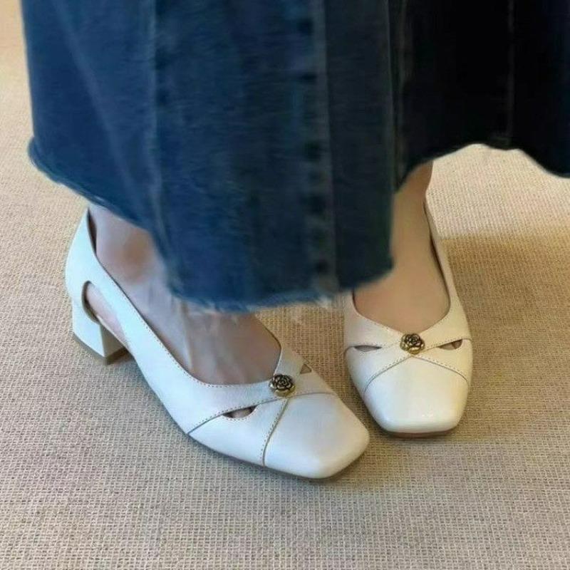 Fashion Kitten Heel Cool Single Shoes Women's Summer 2025 New Block Heel Square Toe Shallow Mouth Versatile Mary Jane Shoes