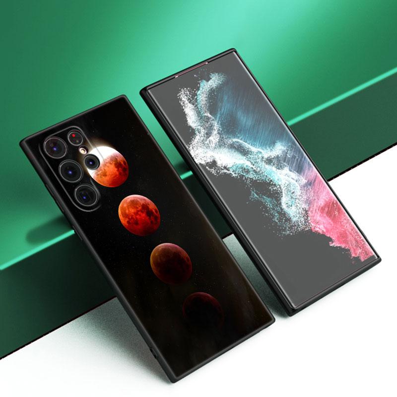 Husa de telefon din silicon Moon Stars Space Astronaut negru pentru Samsung Galaxy S23 S21 S20 FE S24 S22 Ultra S10E S10 S9 S8 Plus