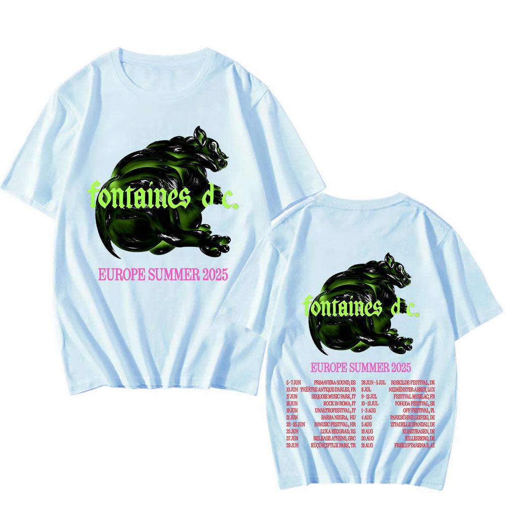 Fontaines DC Europe Summer Tour 2025 T-shirts Pop Short Sleeve Cotton Tshirts Fashion Tops Unisex Oversized Trend Tees
