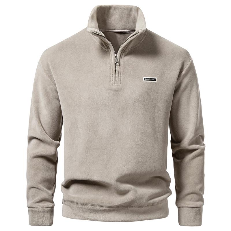 Men's Fleece Quarter Zip Sweatshirt Casual Stand Collar Long Sleeve Pullover For Daily Wear