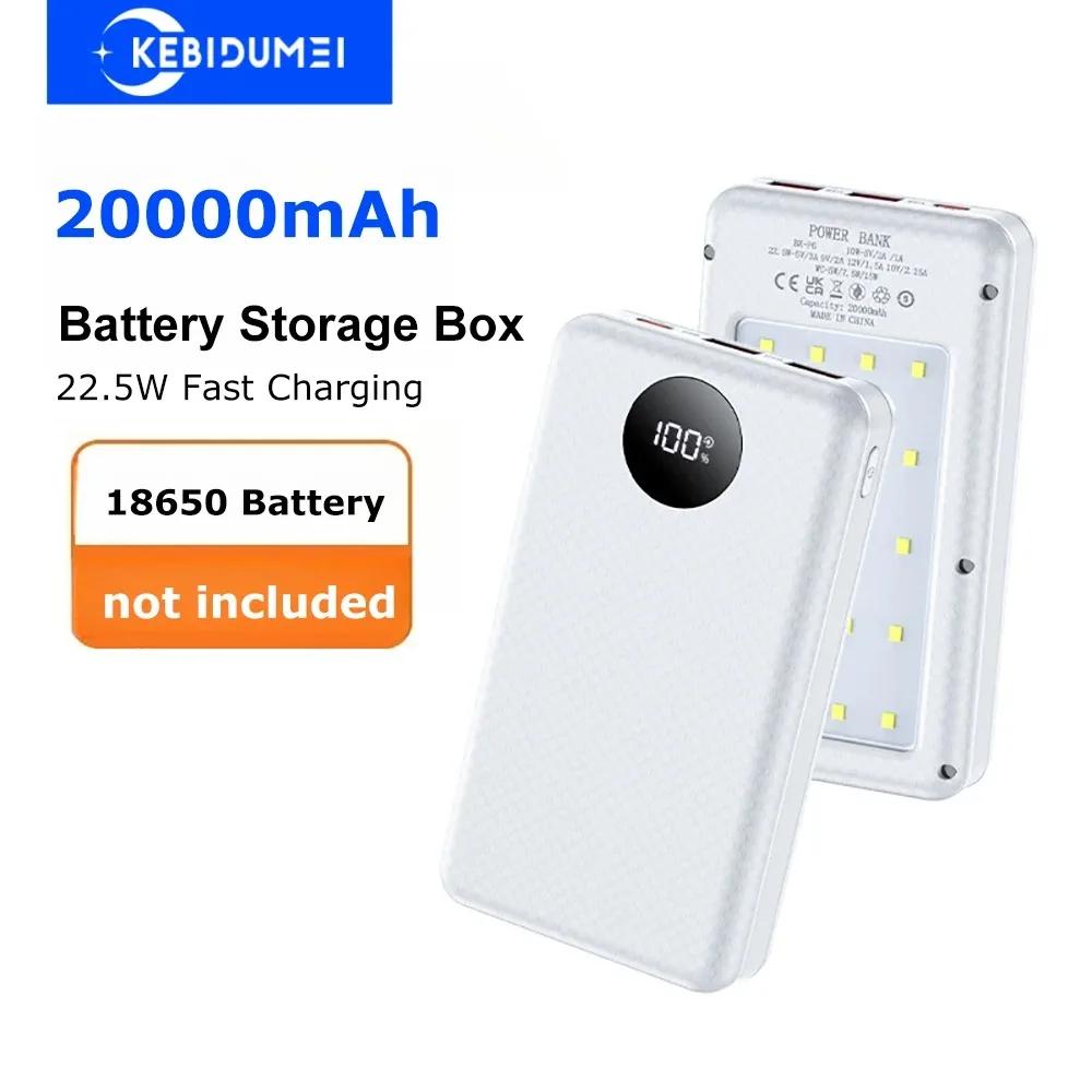 

Акумуляторний бокс для швидкої зарядки 22,5 Вт 6x18650 Бокс для зберігання акумуляторів Подвійний USB+Type C Зарядний пристрій для мобільного телефону Зовнішній корпус павербанка