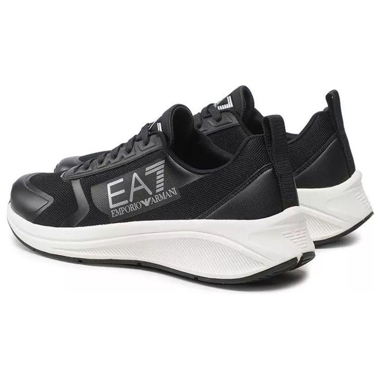 Emporio Armani EA7 Chaussures de Course à Lacets en Tissu Chaussures de Sport Casual Durables Basse Tige Baskets Unisexes Noir X8X125XK303N763