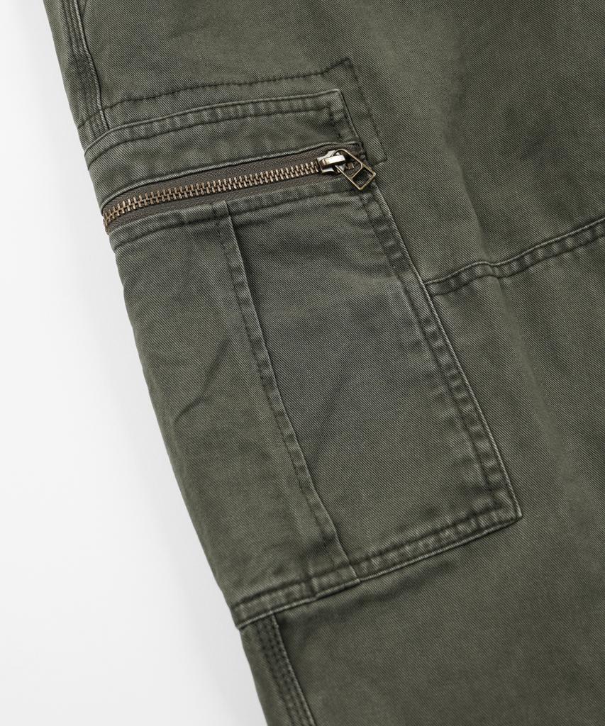FRIZMWORKS Washed Cotton Zip Cargo Pants _ Olive