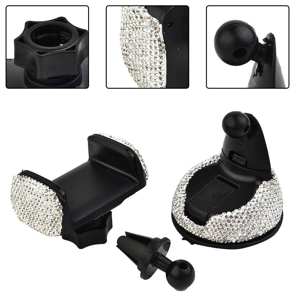 1*Universal Car Rhinestone Bling Decor Phone Navigation Stand Holder Suction Cup