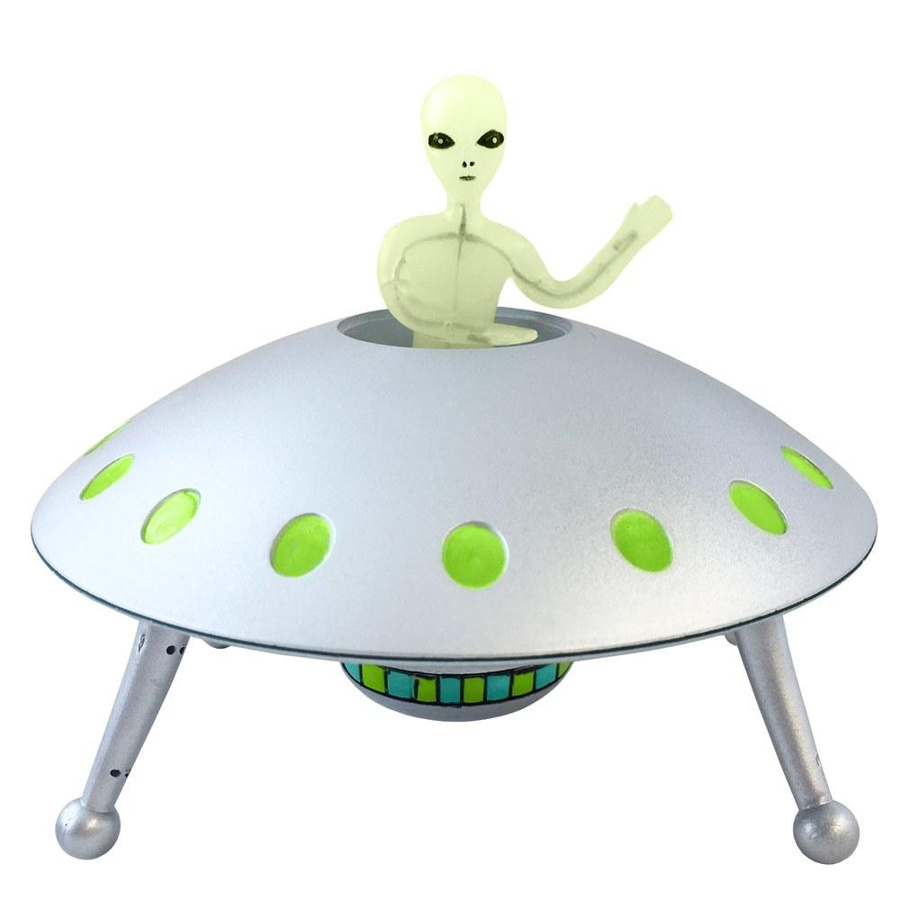 Off the Wall Toys Alien Glow-in-the-Dark UFO Space Ship and Bendable Action Figure Toy