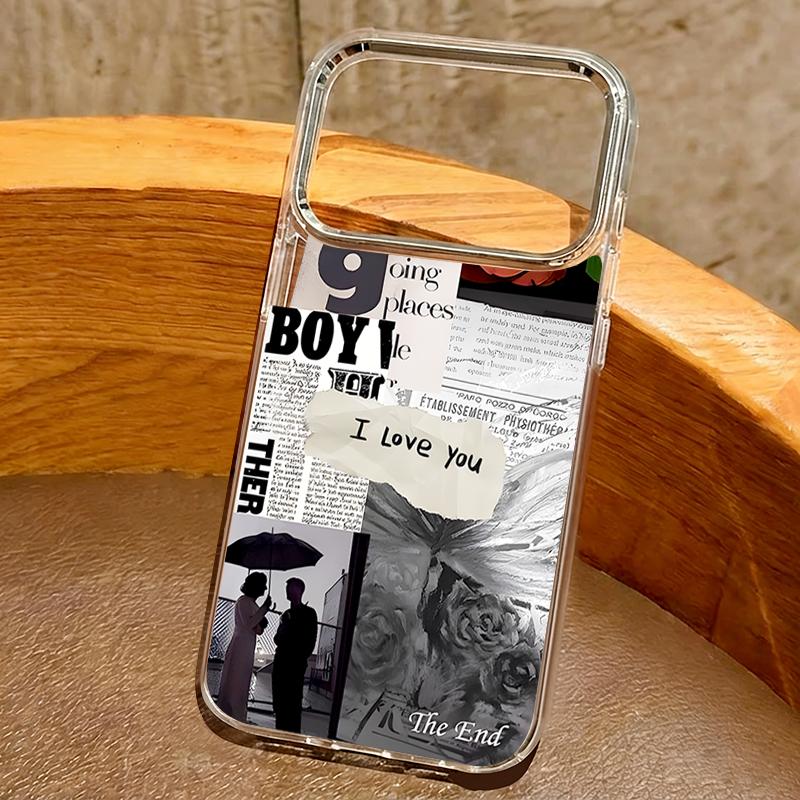 Retro Collage Style Phone Case For iPhone 17 Pro Max Plating Lens Frame Clear Soft Cover For iPhone 16 15 14 13 Pro Max 11 16E 17E