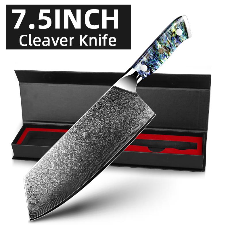 Damascus Steel Knives Chef Knife VG10 67 Layers Cleaver Paring Bread Knife Lasting Sharp Abalone shell handle