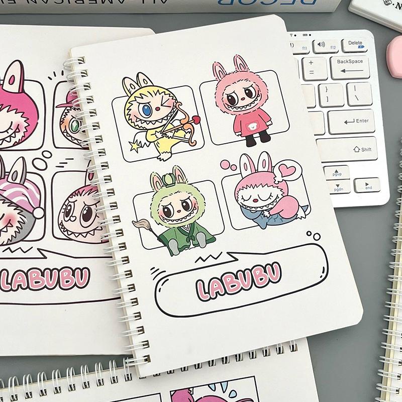 New Cartoon Labubu A5 Coil Notebook Student Cute Exercise Book Learning Stationery Notepad Diary