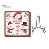 Christmas Hanging Ornament Wooden Tabletop Decor, 2D Pet Santa with Iron Stand, Rustic Festive Home Accents Holiday Sign for And Cafe Shelf,