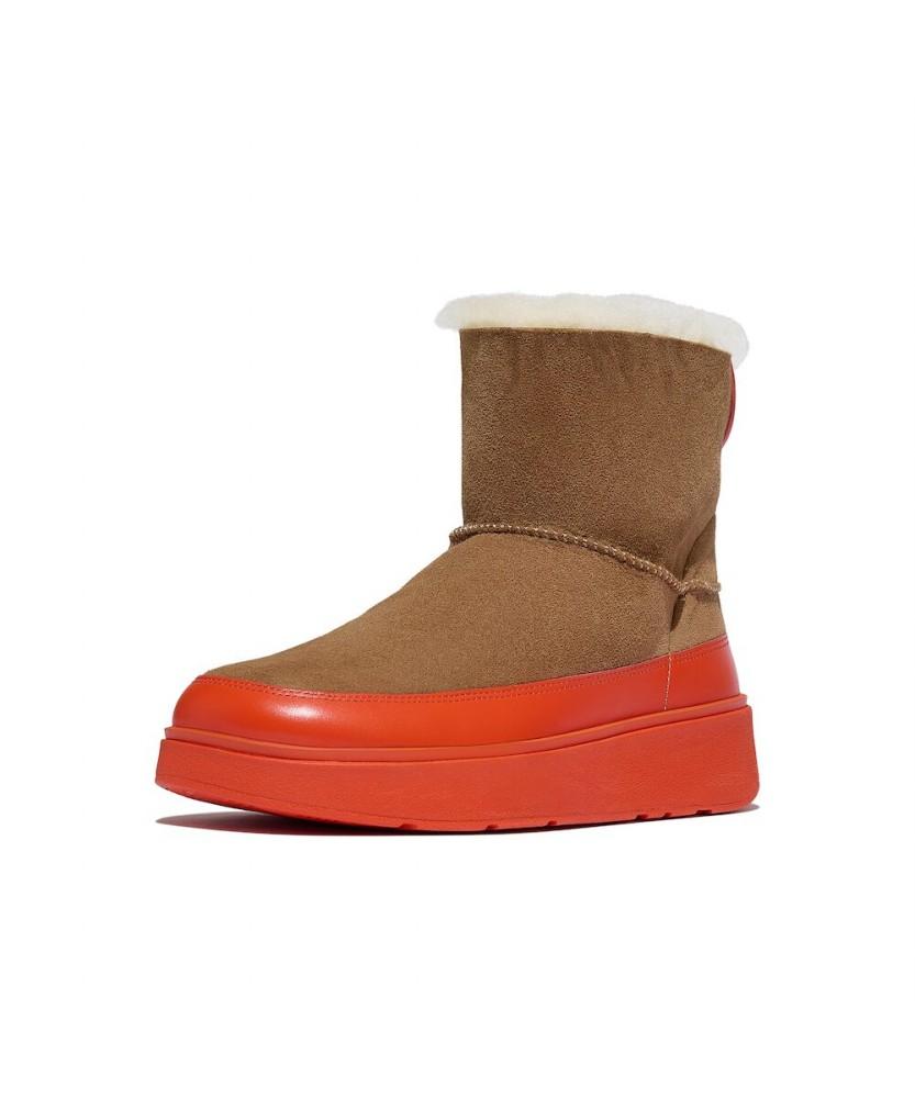 Fitflop [Gen-Ff] Women'S Mini Double-Faced Shearling Boots - Desert Tan/Zesty Orange (Ft59K2B28C)