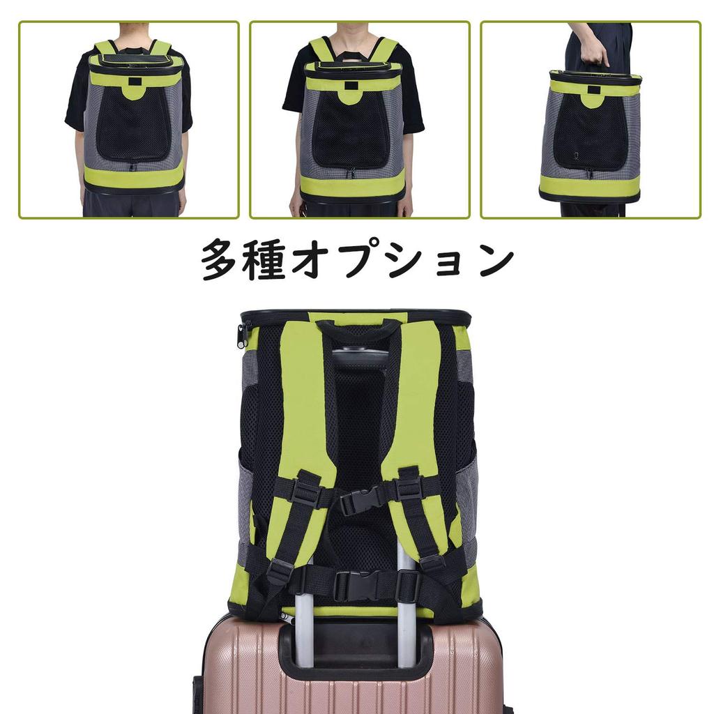 Pettom Cat Carry Bag Dog Pet Carrier Pet Backpack Backpack, Backpack, Cute, Breathable, Non-Collapsible (Green)