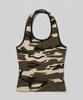 CHICKS Military Camo Slim Halter Neck Sleeveless Beige