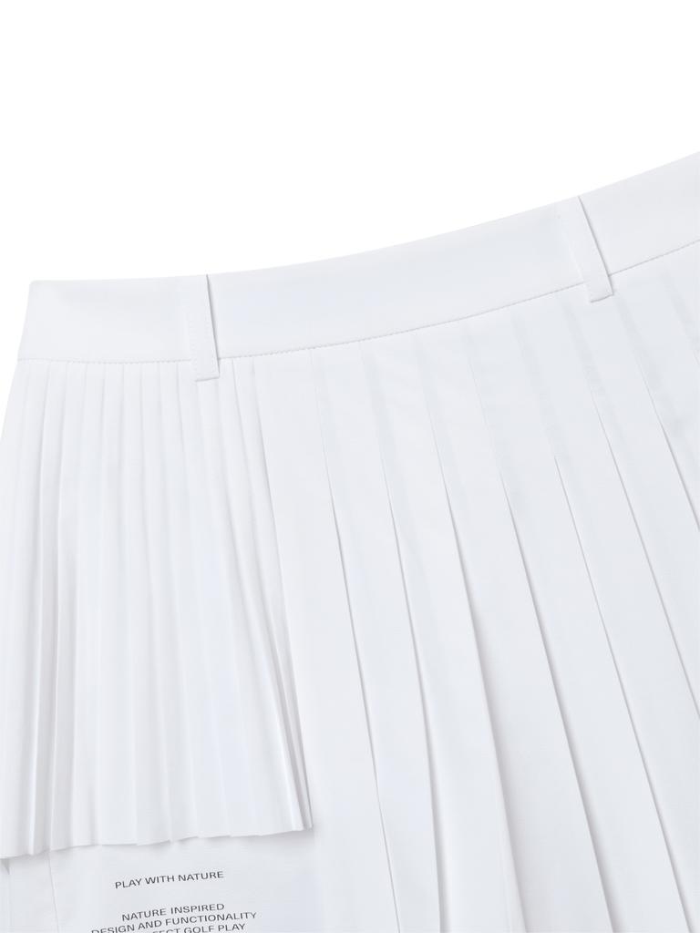 WIDEANGLE To Asymmetrical Double Pleated Culotte Shorts L_White