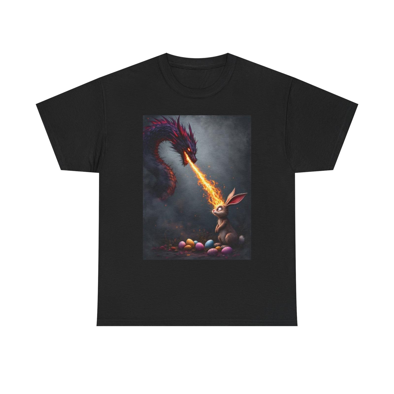 Fire Breathing Dragon vs. The Easter Bunny T-Shirt Funny Epic Battle Fantasy Tee 4XL