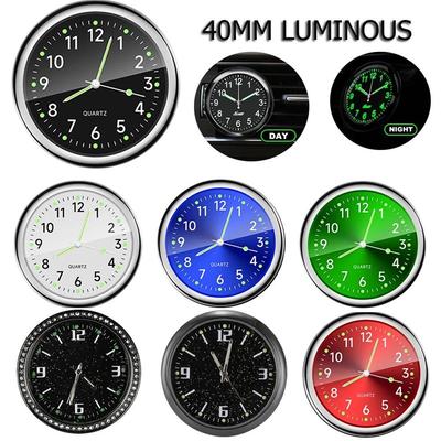 Reloj luminoso para coche, reloj digital de 40 mm para coches, reloj de cuarzo electrónico resistente al agua, reloj para bicicleta, motocicleta, tablero de instrumentos automático, ventilación de aire, relojes adhesivos