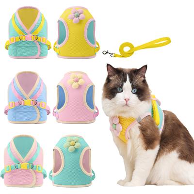 Dual-Color Splicing Summer Cat Dog Harness Leash Set Reflective Breathable Chest Straps for Small Dogs And Cats Pet Accessories