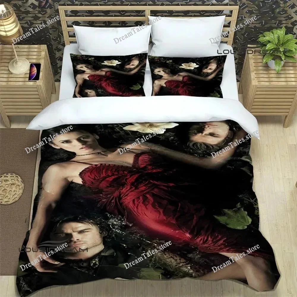 3D Print The Vampire Diaries Comforter Bedding Set Duvet Cover Bed Set Quilt Cover Pillowcase Comforter King Queen Size Adult369