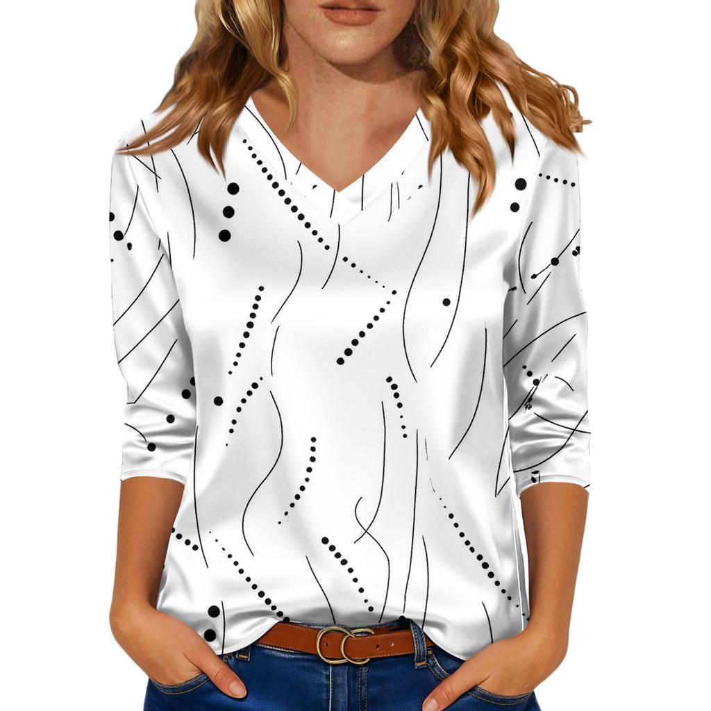 Kadınlar İçin Şık 3/4 Uzun Kollu Gömlekler İş Günlük Kıyafet Üstleri