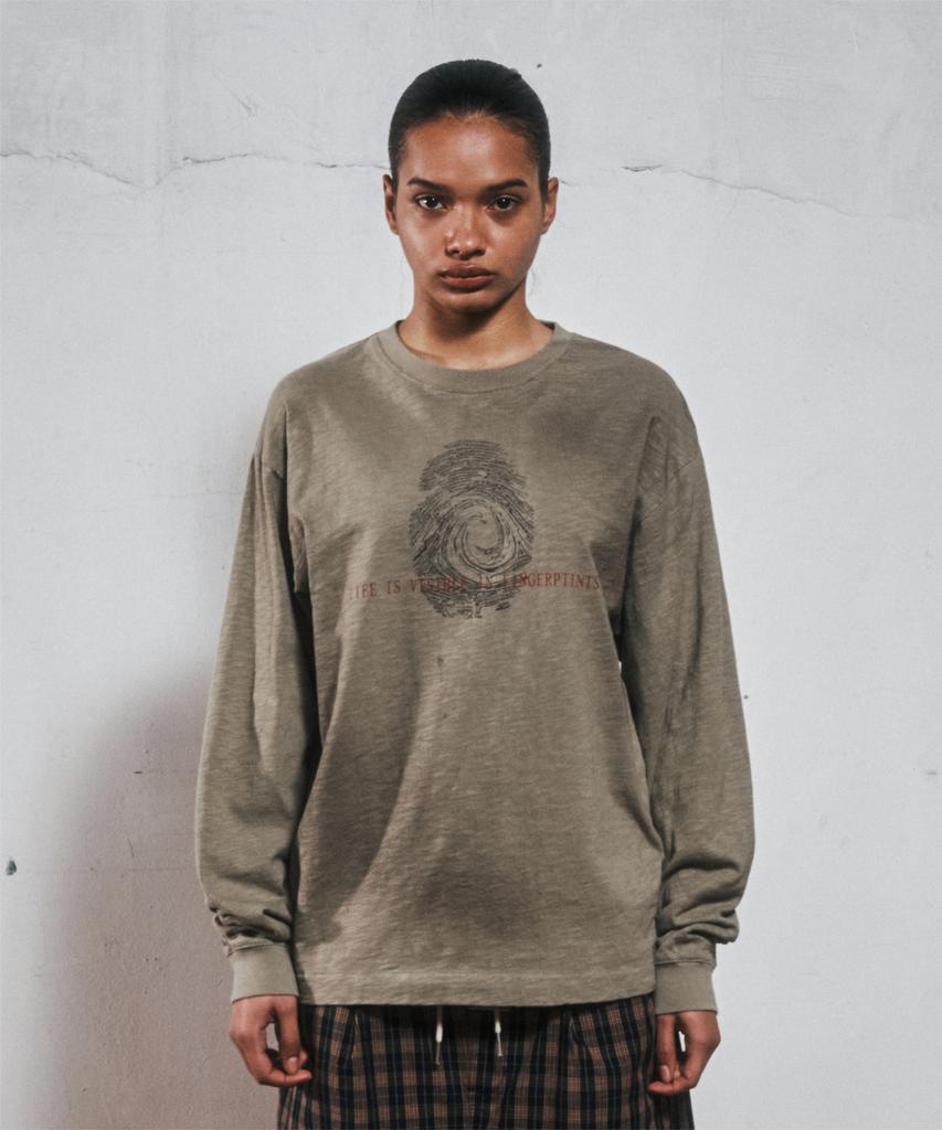 THEVINYLHOUSE Fingerprint Slub Ls Tee Olive