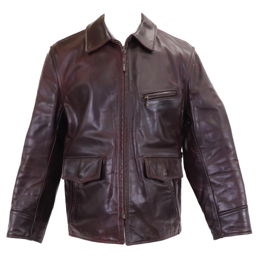 AEROLEATHER Pferdeleder lange Jacke mit langem Halbgürtel Jacke 40 BraunGebraucht